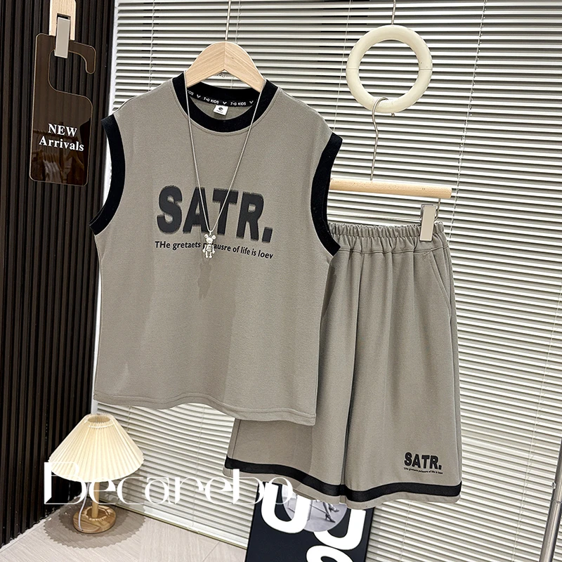 120-180【淏妈原创】青少年夏季套装男童运动两件套中大童夏装儿童