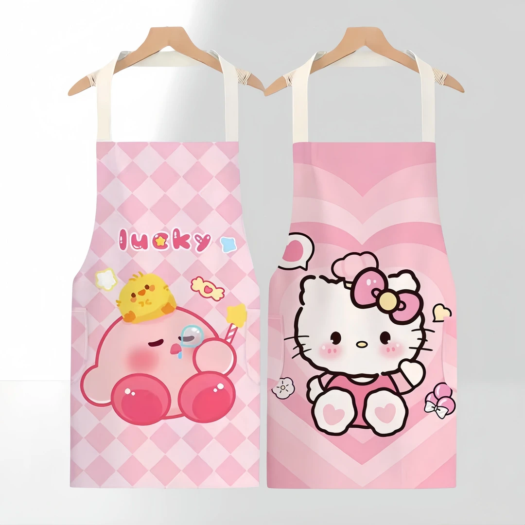 新款可爱hellokitty防水卡通薄款厨房工作服网红围裙烘焙做饭