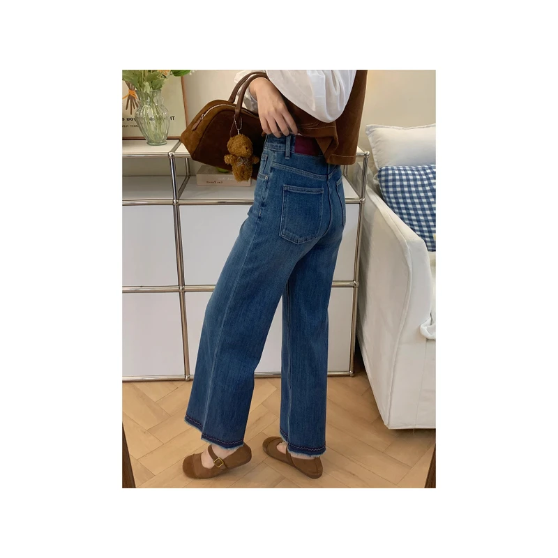 巨好看瘦腿裤~早秋小个子九分微弹直筒裤梨型身材百搭女牛仔裤