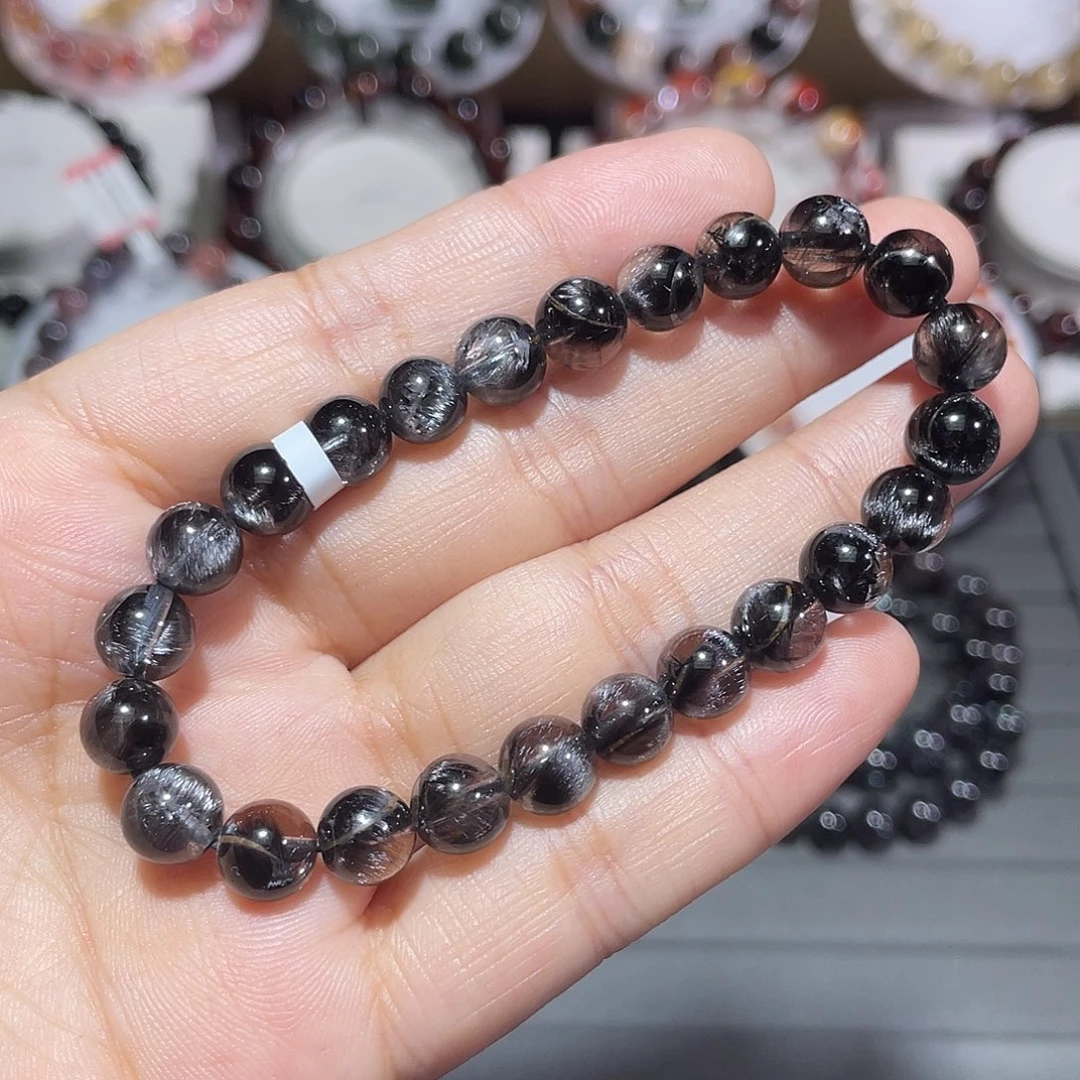 手串未镶嵌水晶黑银钛手串