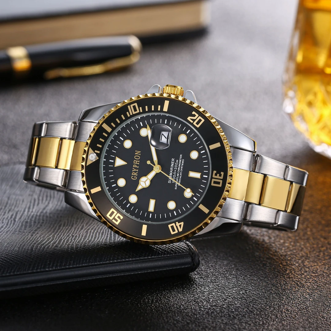 间金鬼王/全新未使用/镂空防水腕表 男士高端时尚夜光 日历防水