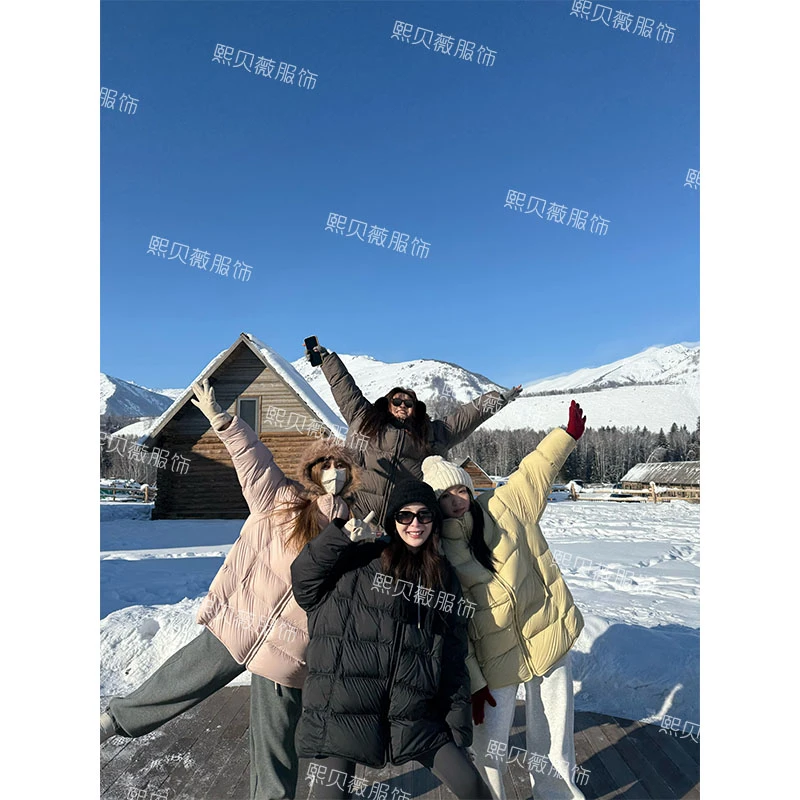 熙贝薇 8【棉花糖泡芙】冬季新款立领中长款立体裁边羽绒服 D8882