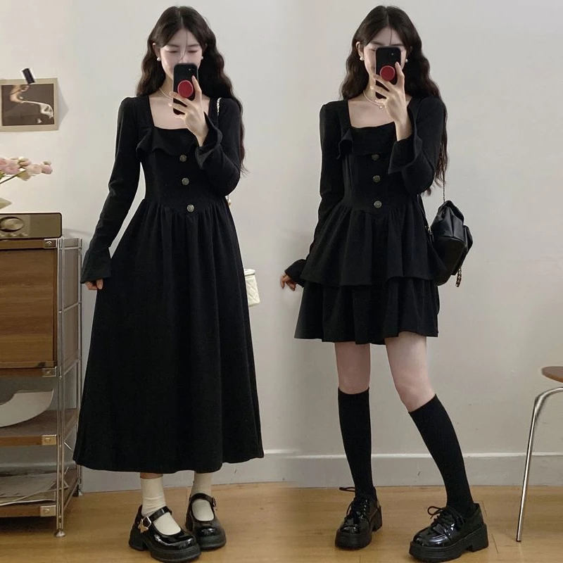 大码胖mm早春新款甜辣妹连衣裙收腰显瘦纯欲风蛋糕裙长短款裙子