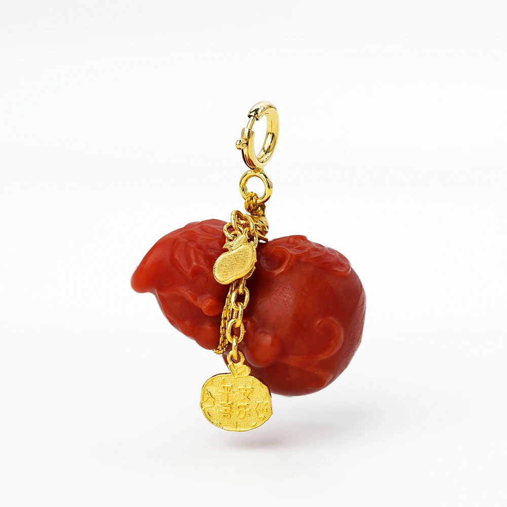 【小确幸】18K平安喜乐南红葫芦百搭扣吊坠44744