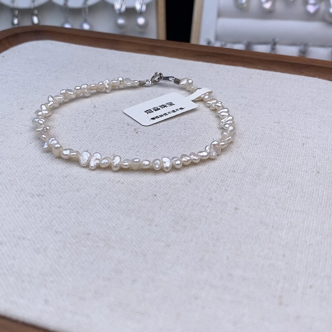 手绳银S925镶嵌淡水珍珠
