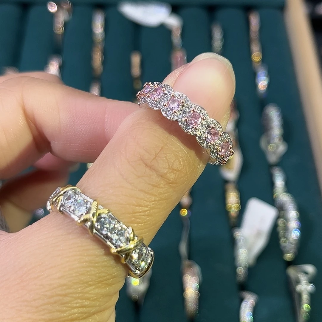 莫桑石非金属粉钻排戒-11.5