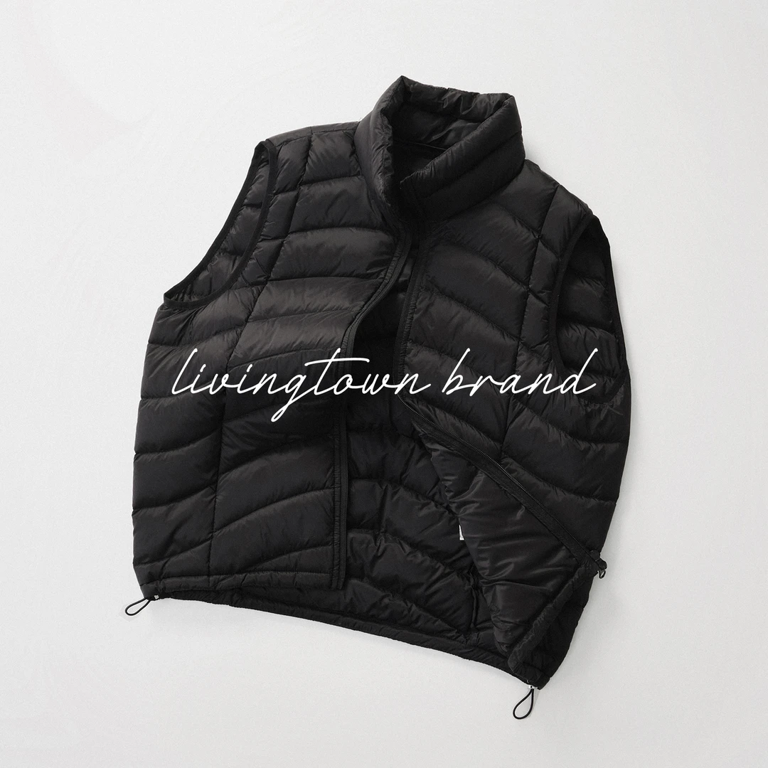 LIVINGTOWN冬季基础立领绗缝排骨无袖坎肩90白鸭绒保暖羽绒马甲