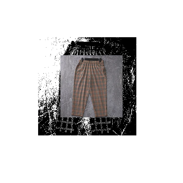 女士薄款宽松夏季卡其格子条纹哈伦裤23214#