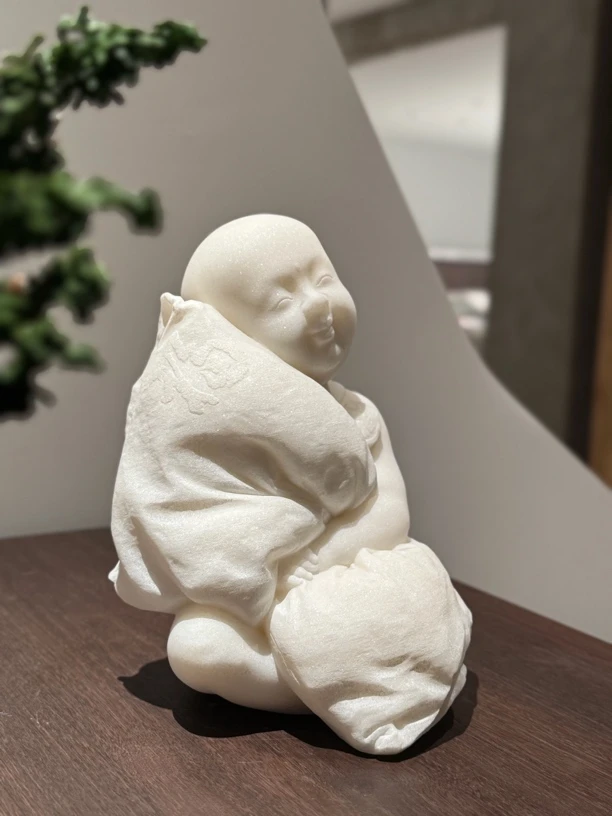陈尾强｜福娃 手工雕刻天然汉白玉摆件17x15x21