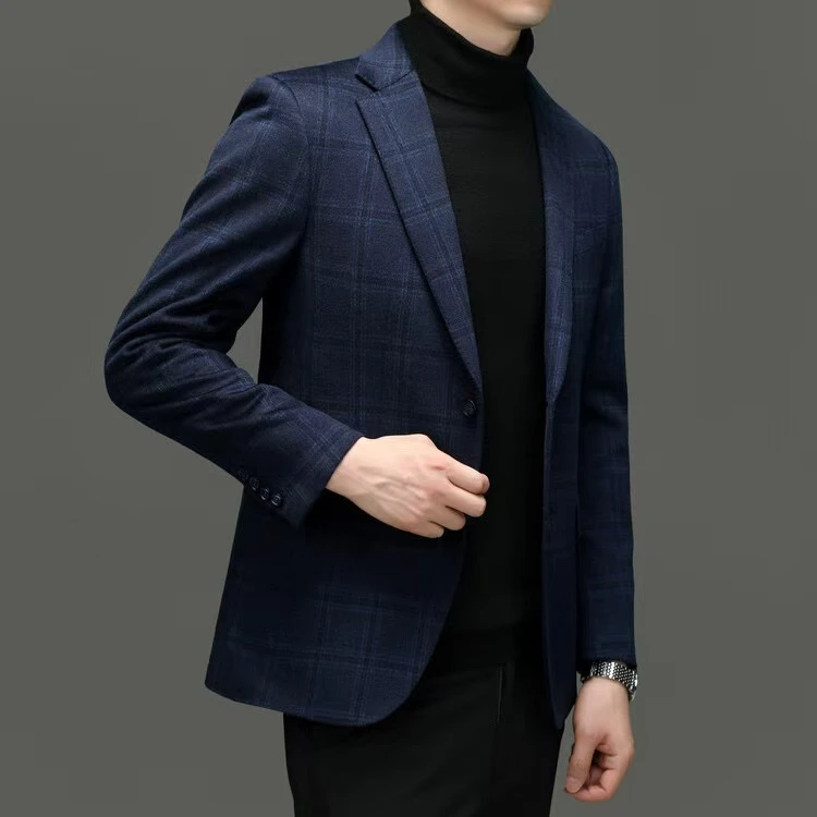 【总裁+高档定制】商务高端羊绒轻奢品质桑蚕丝男西服外套时尚帅气