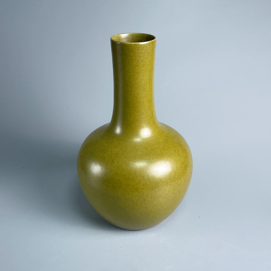 瓷器/古董光绪 茶叶沫釉天球瓶M25BS008D19古玩/收藏/文物/绣花张