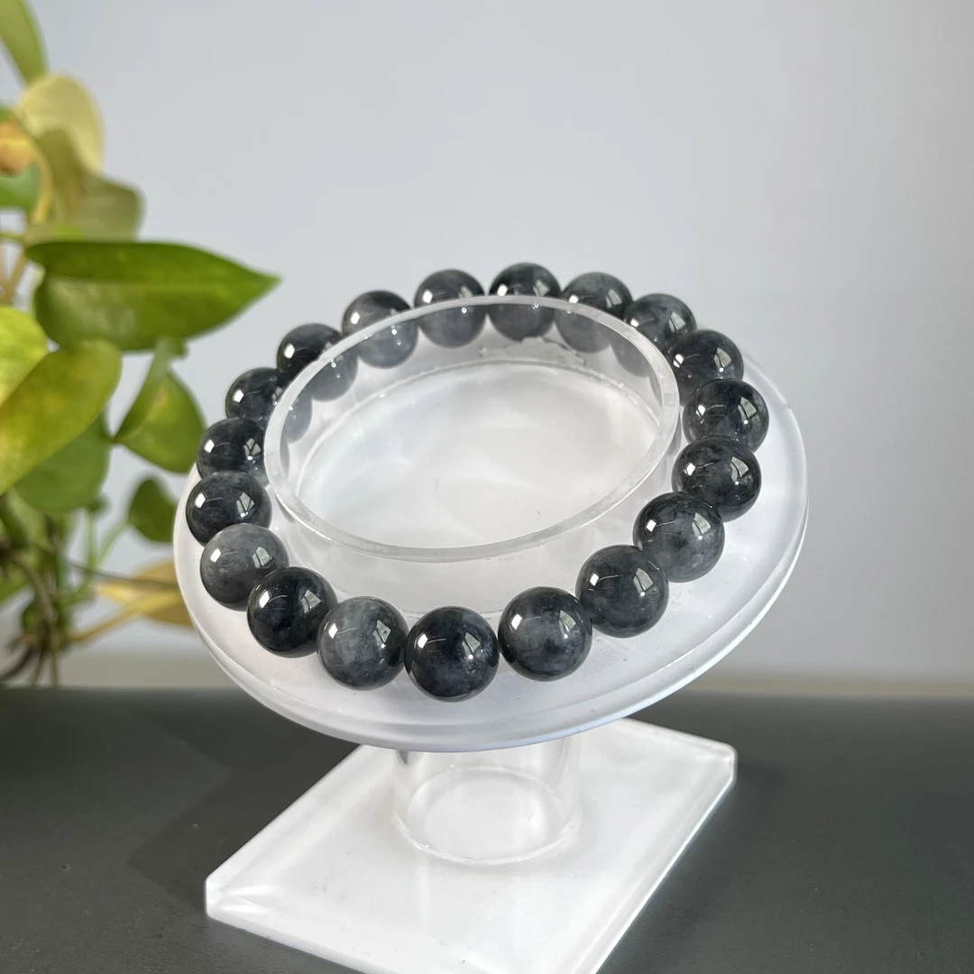 JCW27-39  天然缅甸A货翡翠  乌鸡-翡翠手串