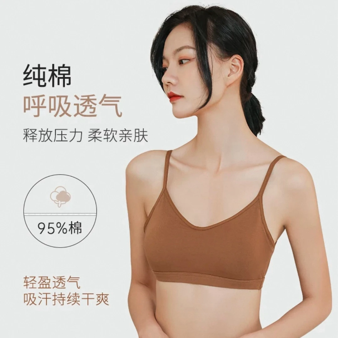 纯棉美背无痕内衣薄款小胸聚拢立体聚拢抹胸内衣女透气文胸调整型