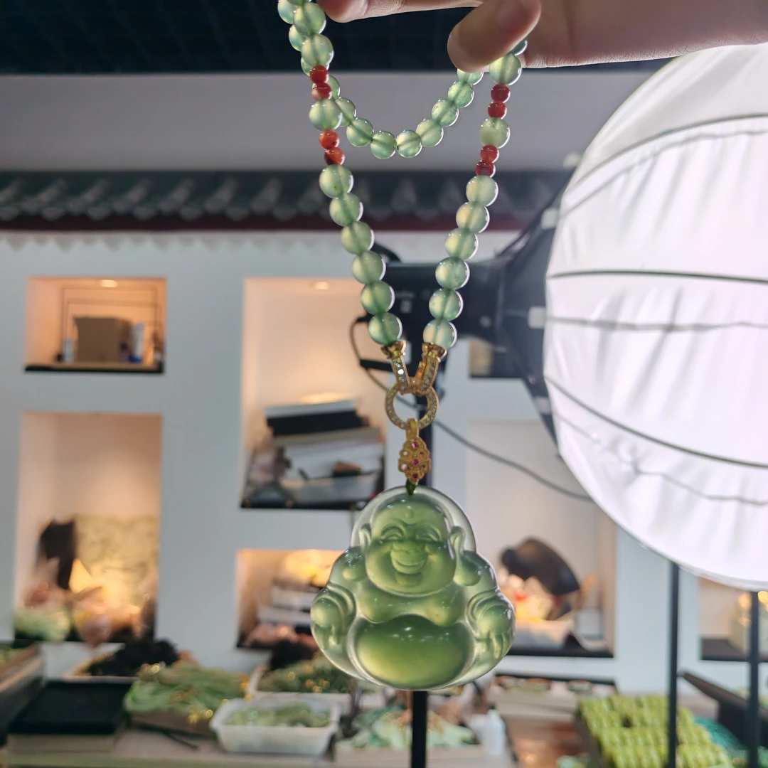 50—岫玉上品精美啤酒瓶底佛公