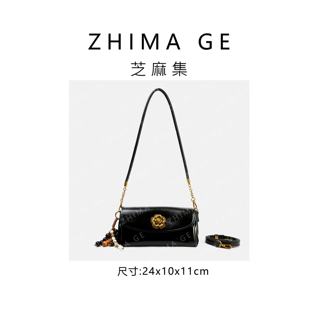 【芝麻集】SKL-7635-1-黑色RAIN.CUN简约时尚休闲潮流单肩女包