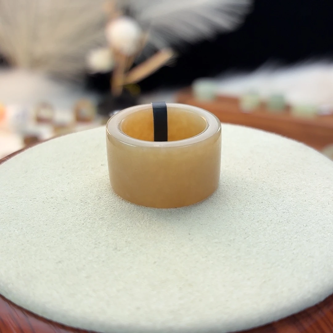 和田玉未镶嵌戒指i78奶茶圆切16.2mm