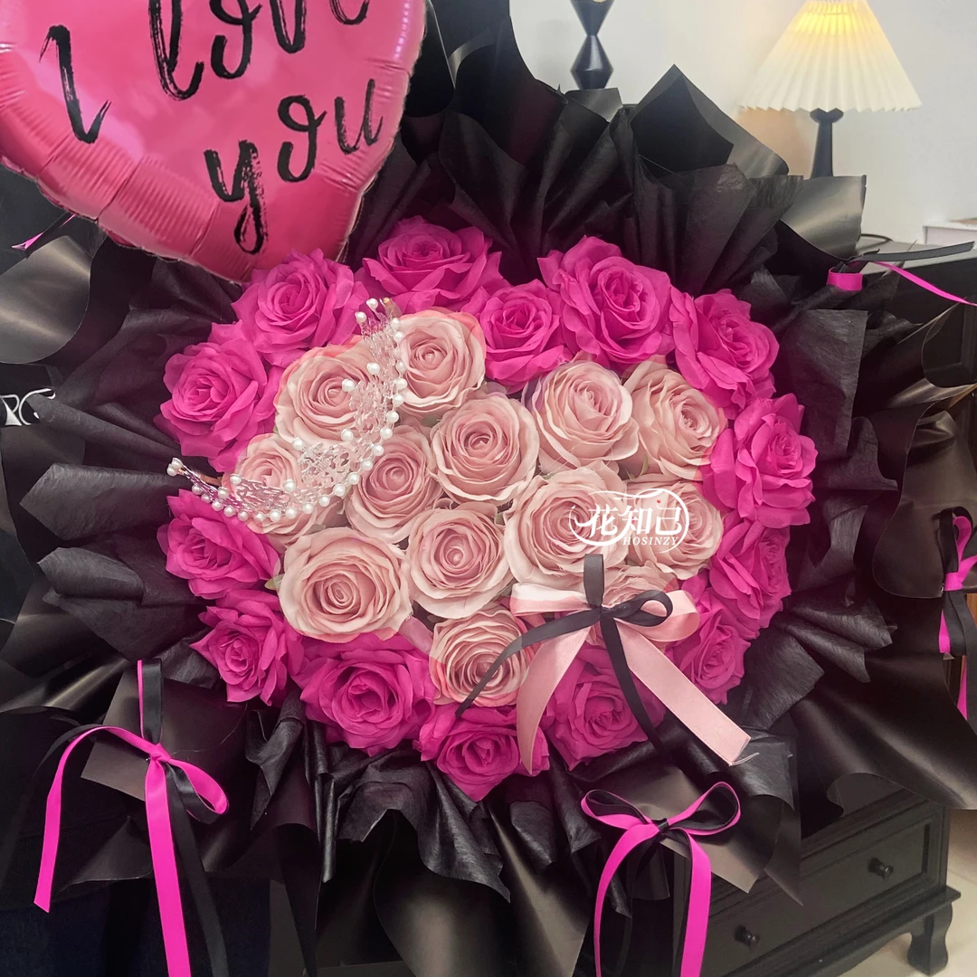 【让我来宠你❤送气球】弗洛伊德粉玫瑰芭蕾风告白花束生日礼物送爱人花束鲜花小时达送女朋友的礼物