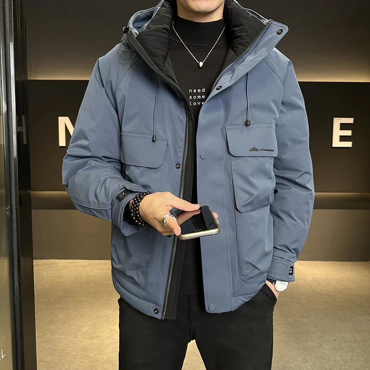 2025秋冬新款连帽青年简约 休闲纯色保暖