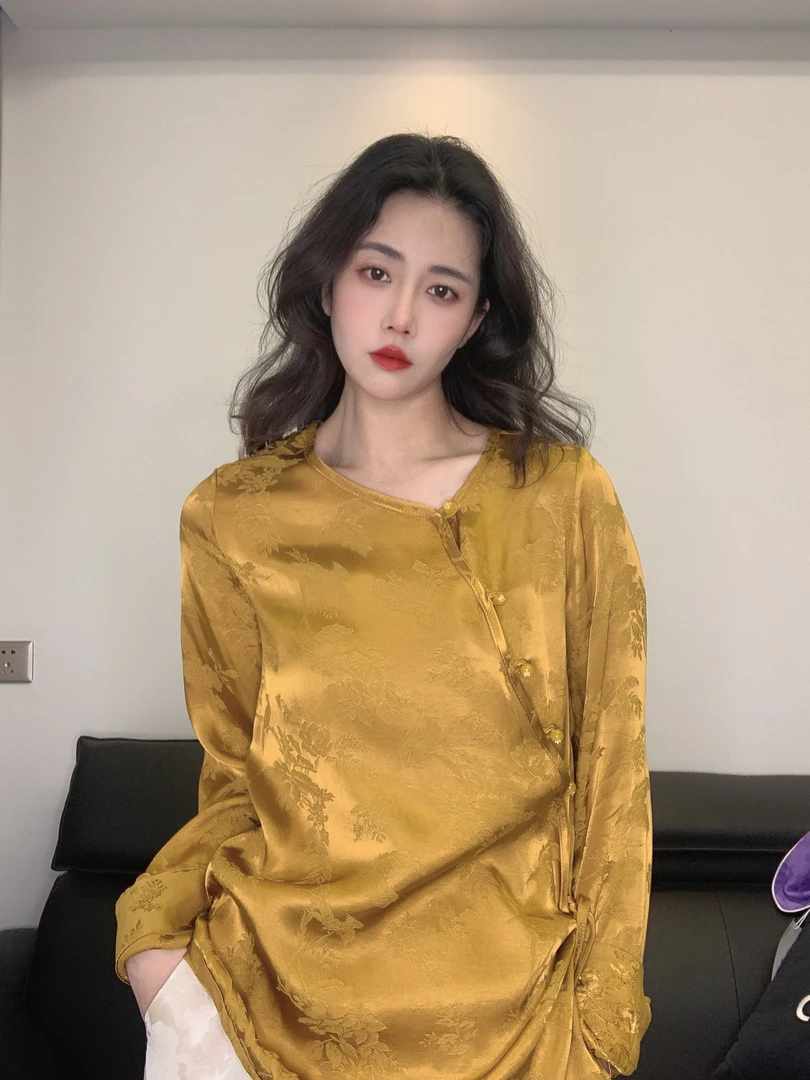 九月   圆盘    新款春款重工提花显瘦气质新中式衬衣