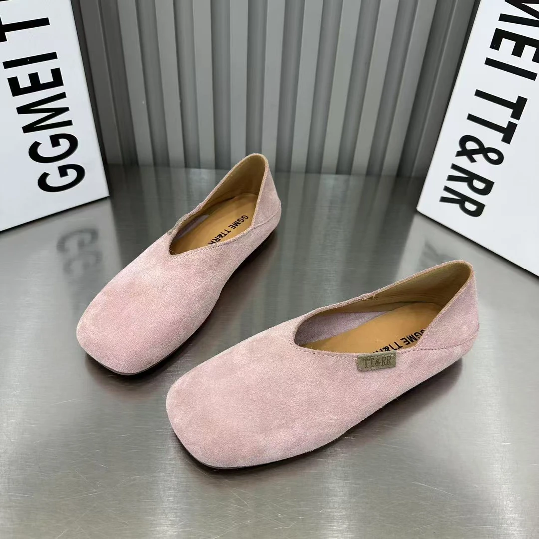 韩系2025新款浅口磨砂软底软面方头豆豆鞋舒适百搭休闲时尚奶奶鞋