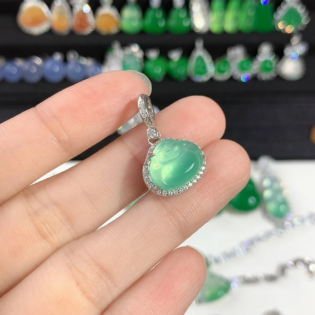 三***月玛瑙/玉髓银S925镶嵌颈饰