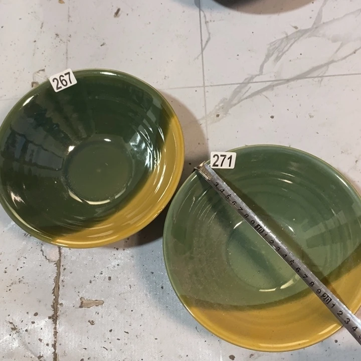 瓷片五厂三色斗笠大碗一对