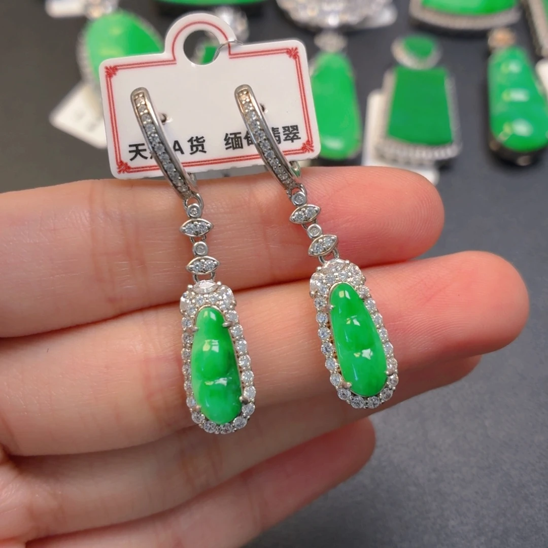 河***平翡翠银S925镶嵌颈饰