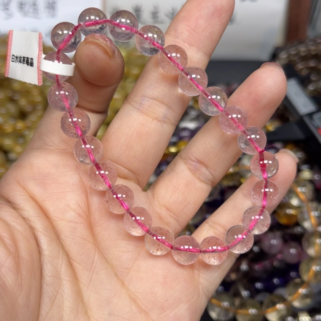 发晶手链未镶嵌白水体草莓晶8+