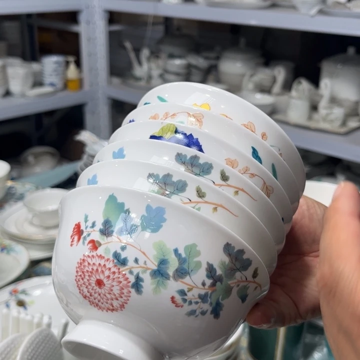 瓷片花神荷塘五寸各三个