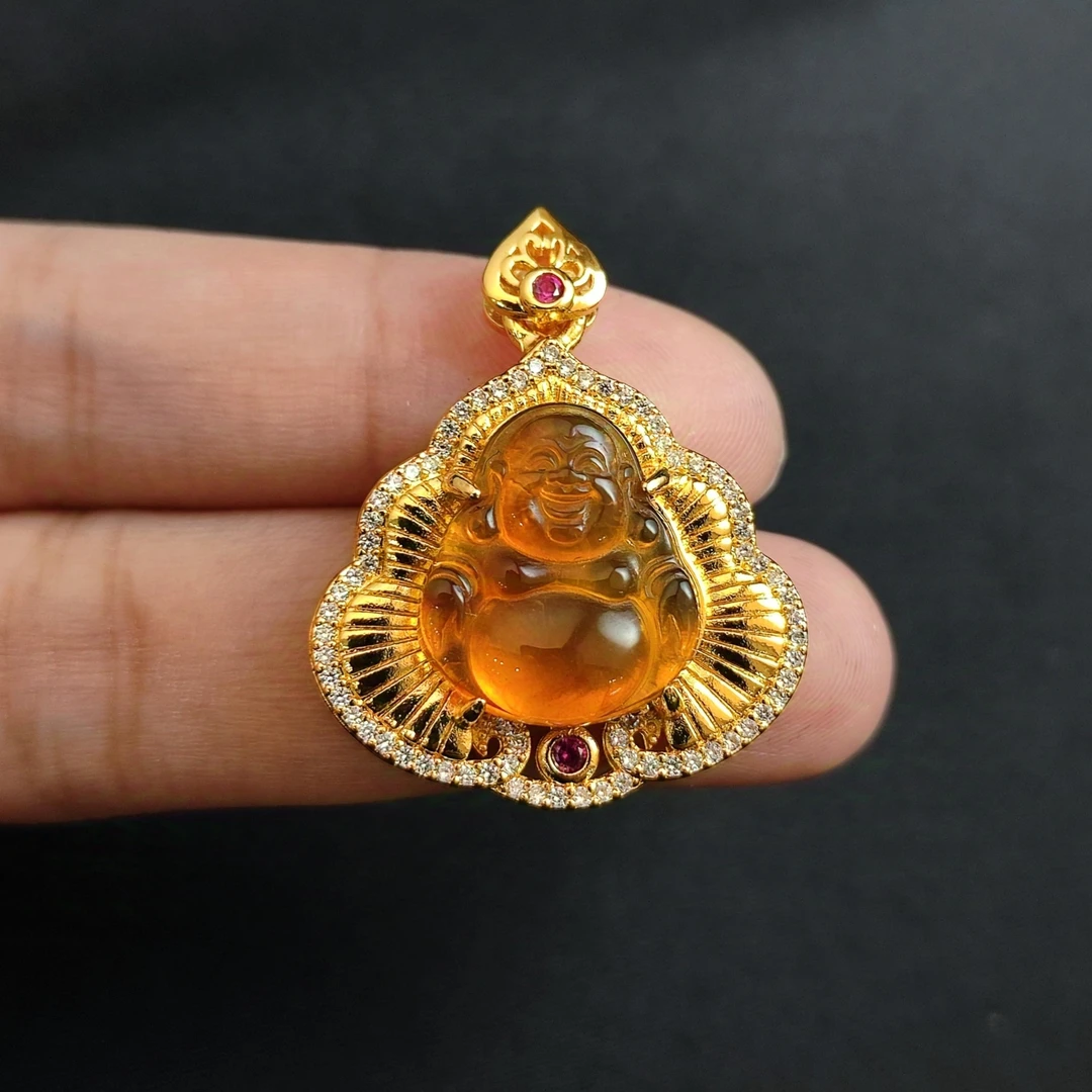 琥珀佛公设计款吊坠C01-136赠礼盒(多样性发赠链