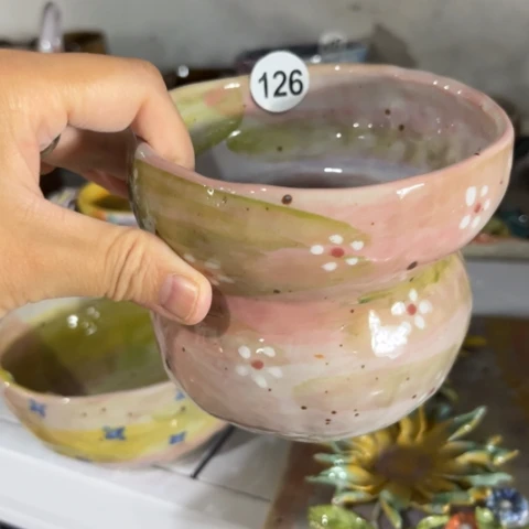 蓝****碗手捏向日葵壶承盘子
