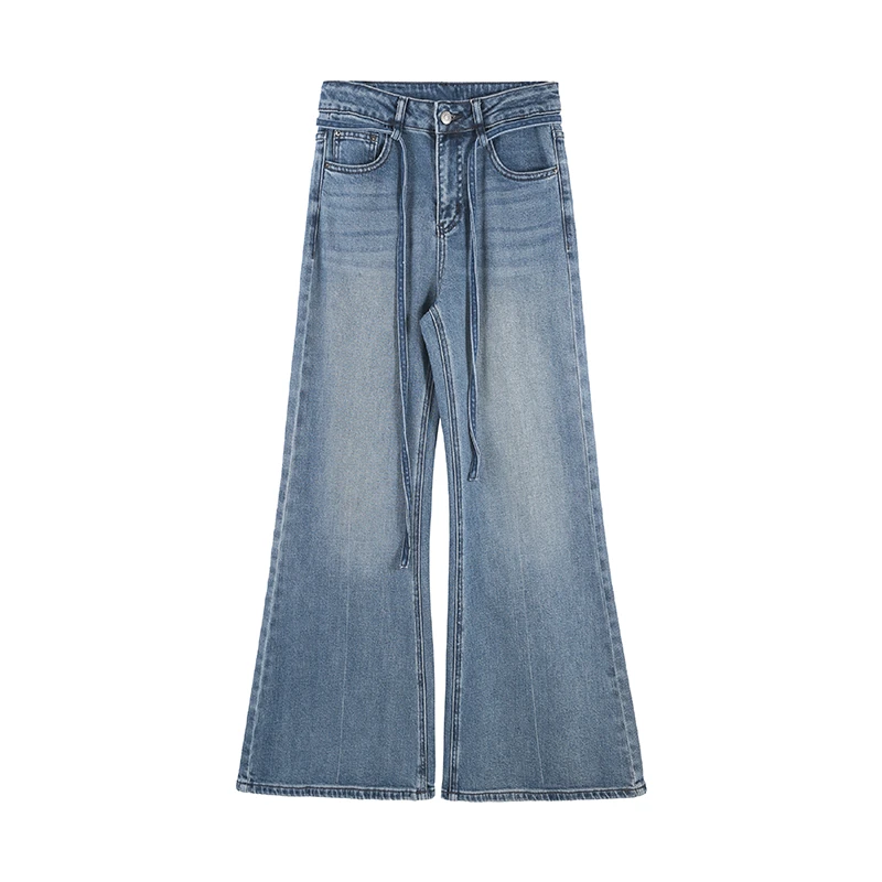 「偏爱牛仔」高腰显瘦喇叭裤型水洗休闲牛仔裤SHBZA917666