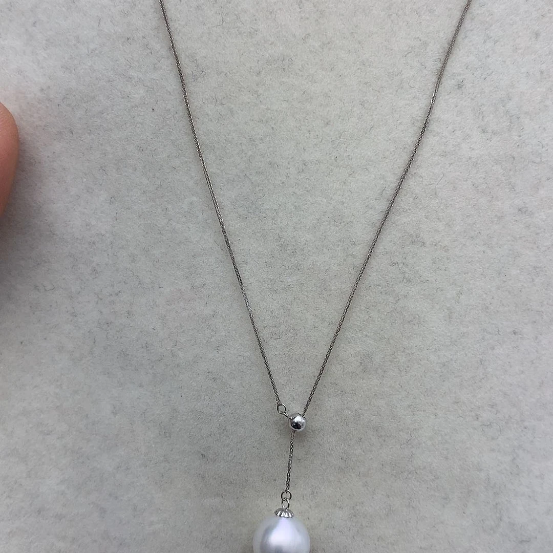 海水珍珠颈饰18K金镶嵌澳白9-10