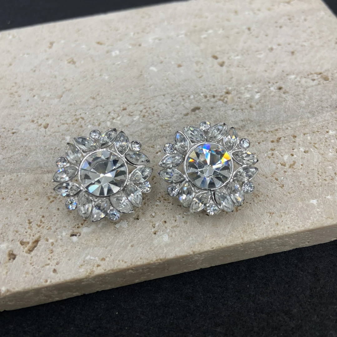 合金仿水晶耳饰 【Liz璇子】G家 莱茵石雪花耳夹H44402无鉴赏期