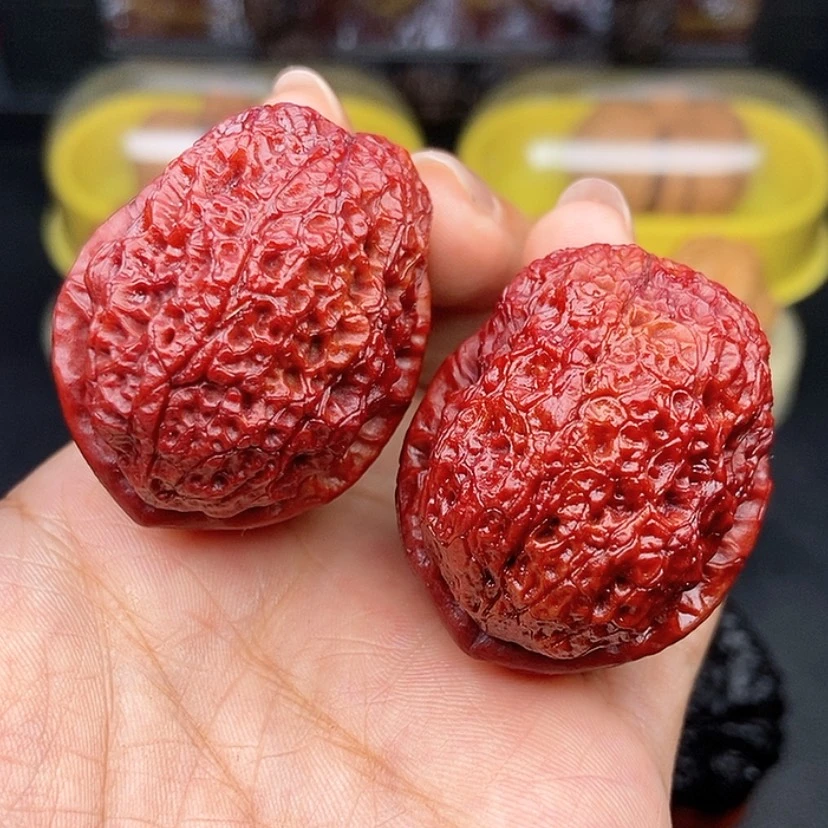 【闪购商品】文玩核桃手串38尺红彩饕餮金蟾
