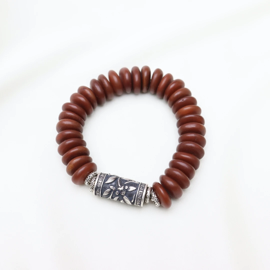 原创设计款天然琥珀老蜜蜡算盘珠女款手串手链手饰13mm