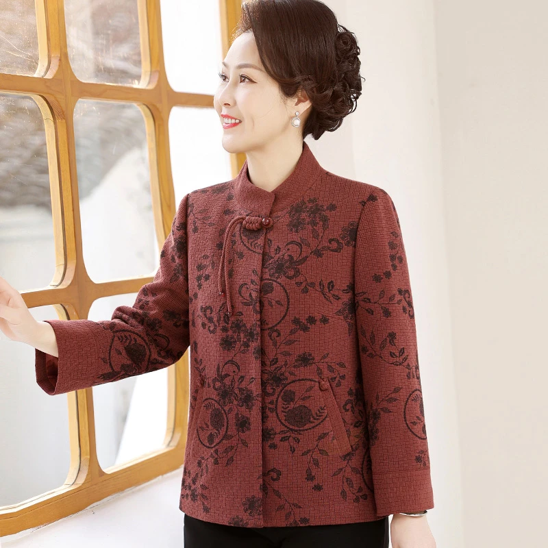 中老年人妈妈春装唐装外套女奶奶休闲上衣春秋款宽松衣服2025新款