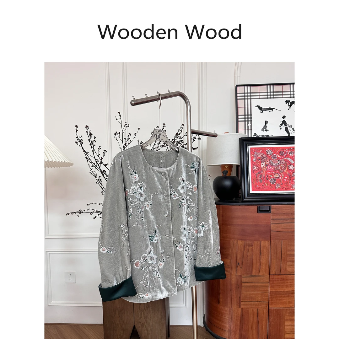 Wooden Wood“素锦生花”重工提花立体刺绣设计中式外套W25QS1292