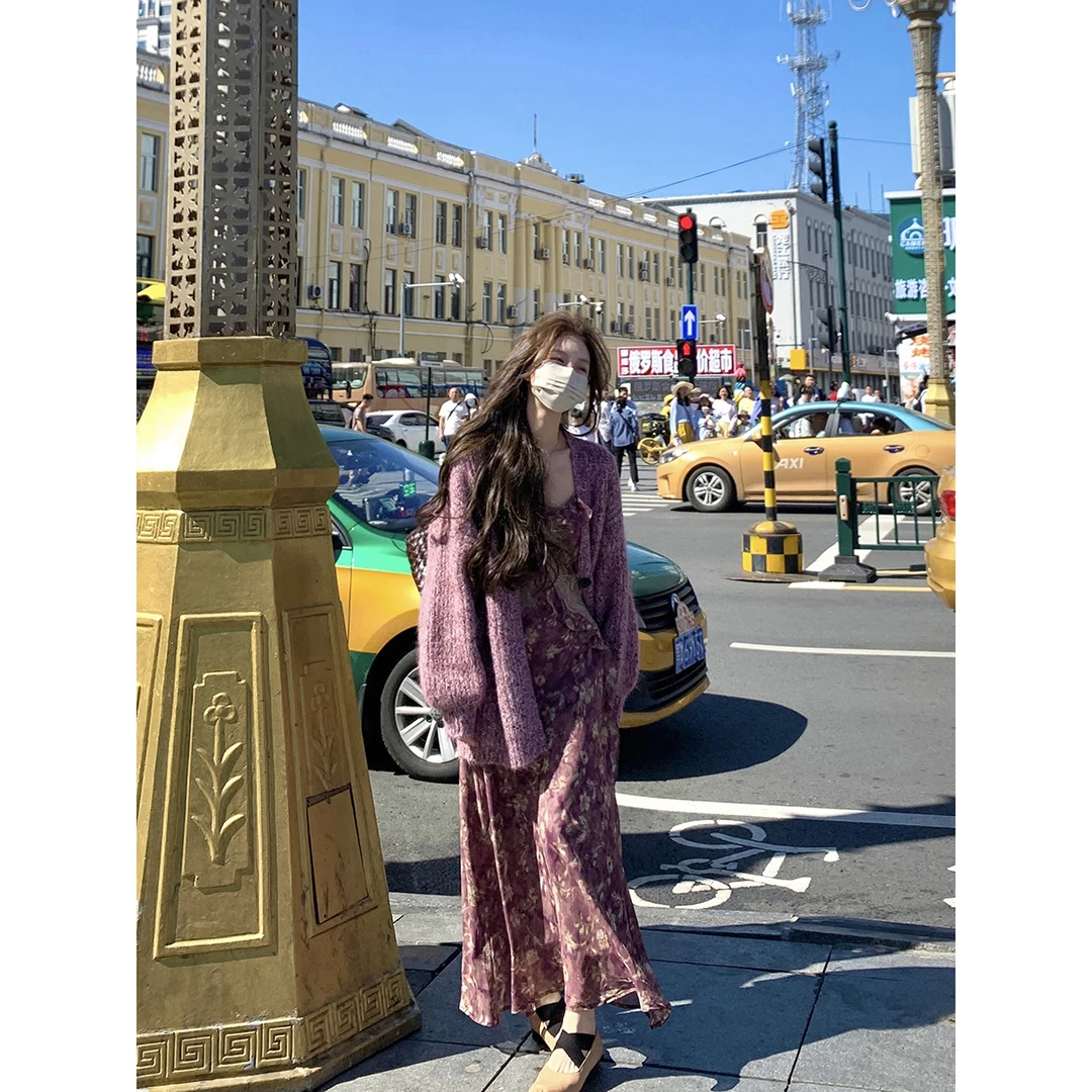 软糯氛围感针织开衫秋季新款针织上衣长袖宽松慵懒感大版毛衣外套