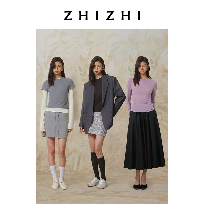 致知 围樱芳 休闲羊毛针织T恤2025初春新款时尚上衣ZZ2ESWT8020