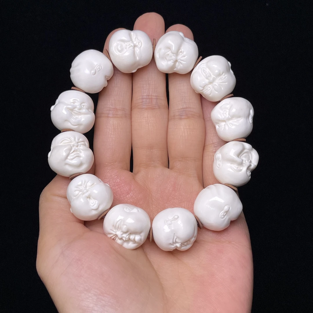 精美人工养殖鹿角手工雕刻人生百态手串 男女同款