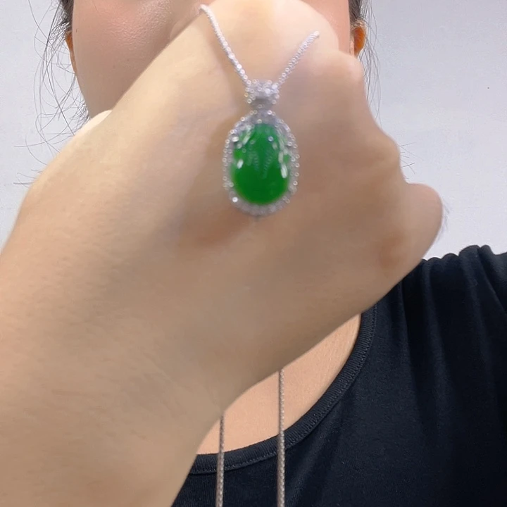 翡翠银S925镶嵌吊坠(不含链)