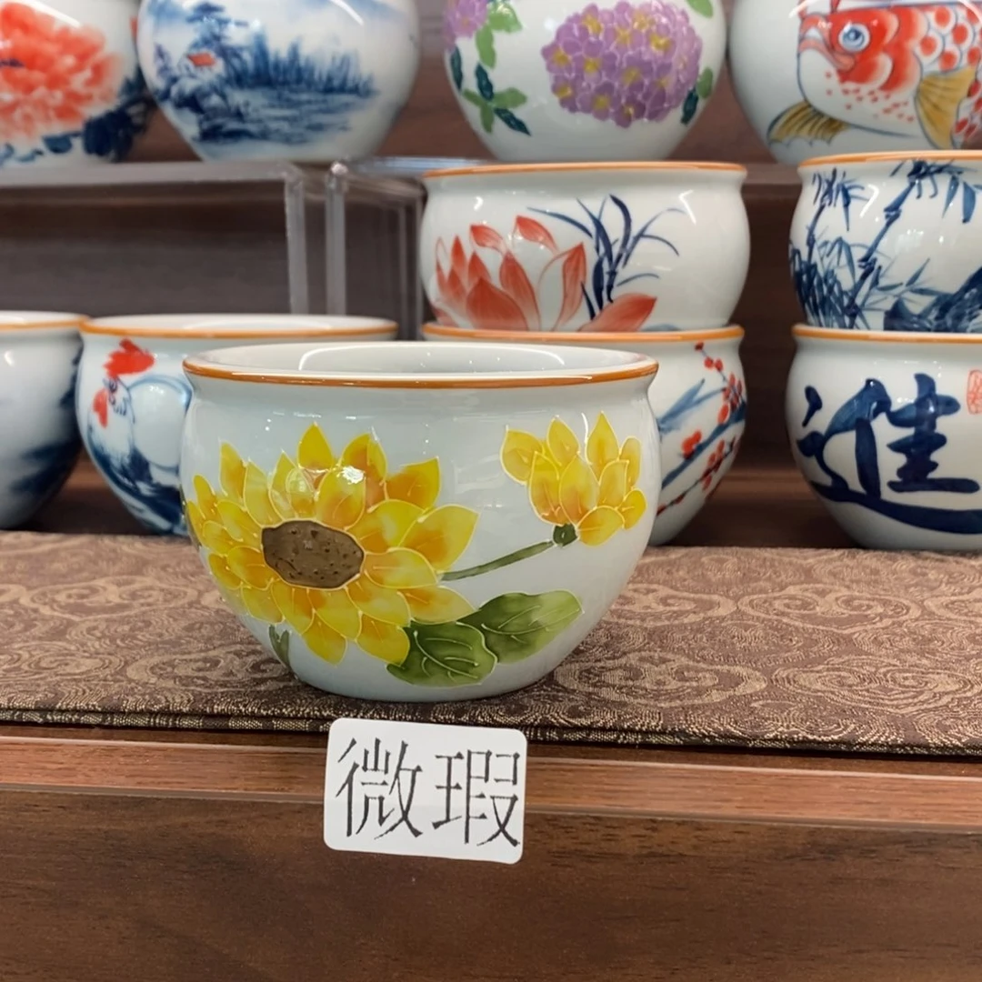 釉下彩老陶泥手工绘制