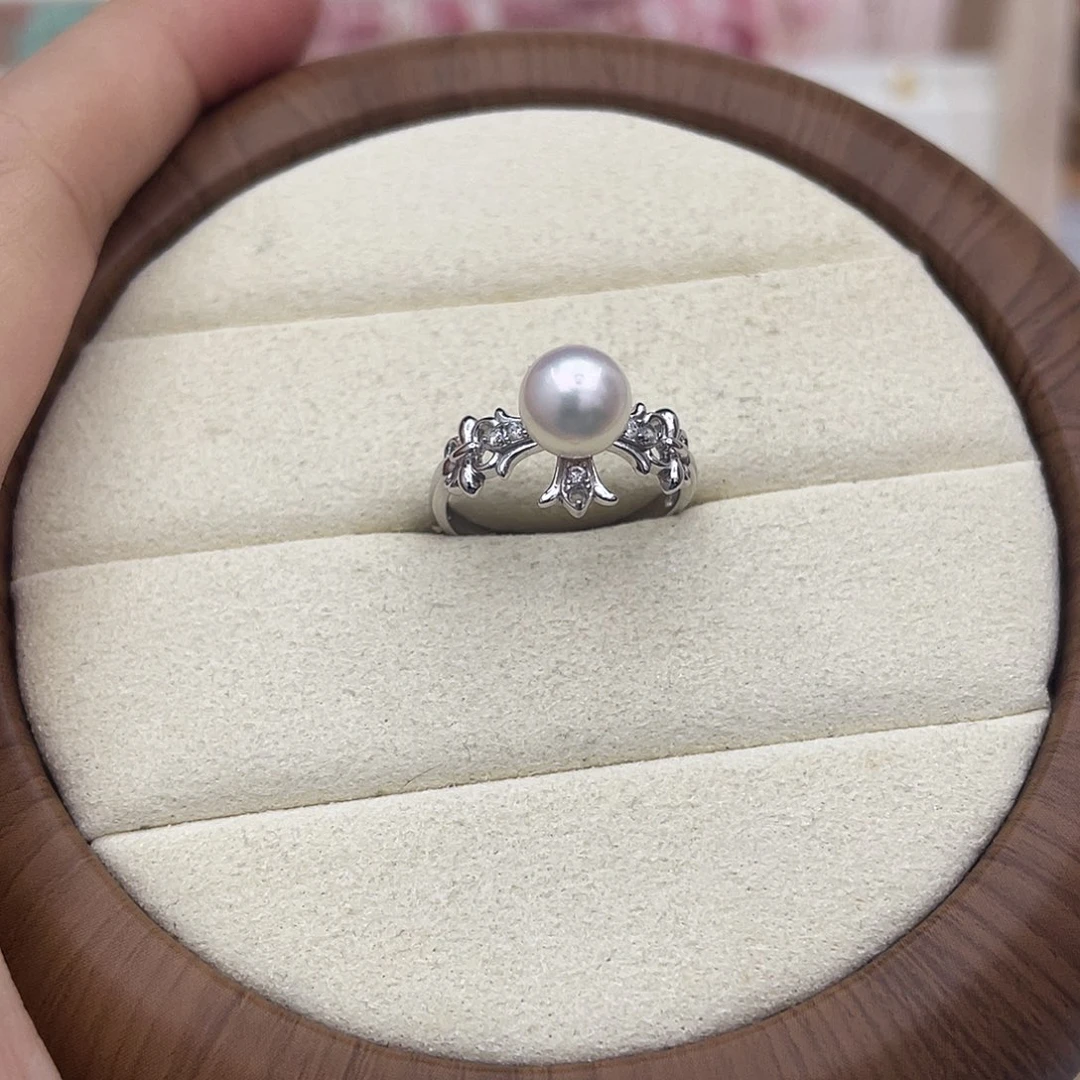 海水珍珠戒指银S925镶嵌