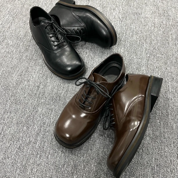 ROES 意产头层皮马油皮内里Cleanfit方头德比增高皮鞋男女鞋子