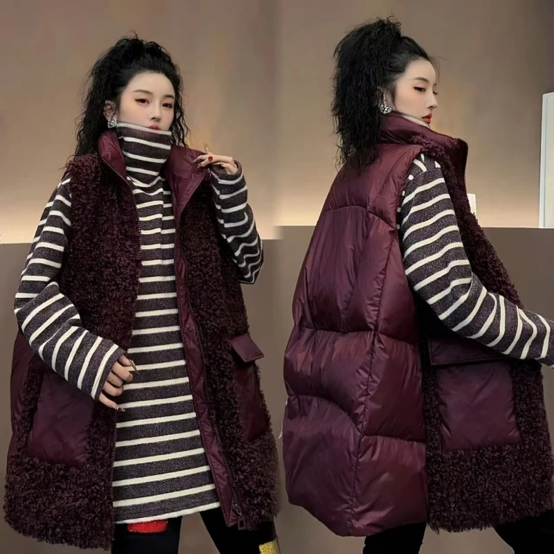 【亿火】秋冬通勤风中长款免烫无袖百搭时尚马甲H三毛-9878