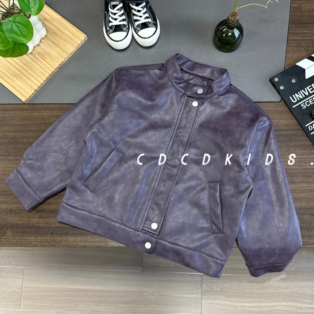 川度25357儿童秋装皮衣外套柔软时尚百搭皮夹克男女童装韩版上衣