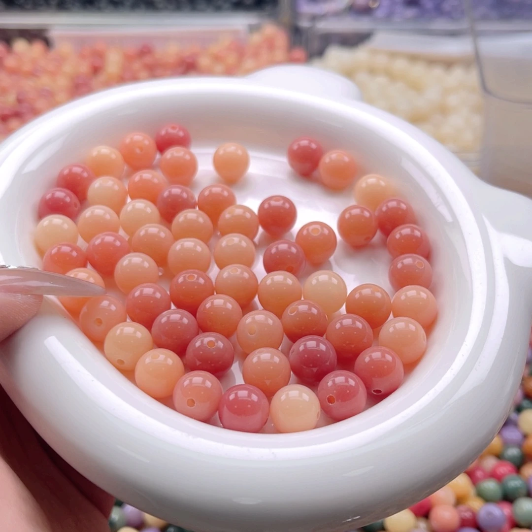 白玉菩提吊坠q10mm120颗。印尼果冻粉