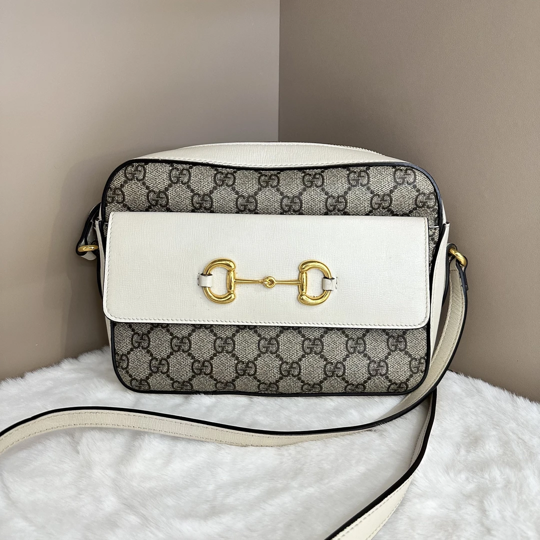 95新 GUCCI/古驰 1955白金相机包斜挎单肩包