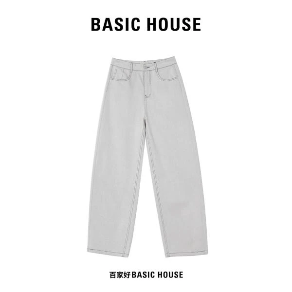 Basic House/百家好2025年春夏新款直筒阔腿修身长裤2572YY